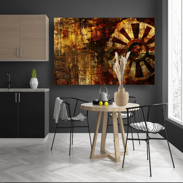 Abstract wiel met verweerde texturen poster