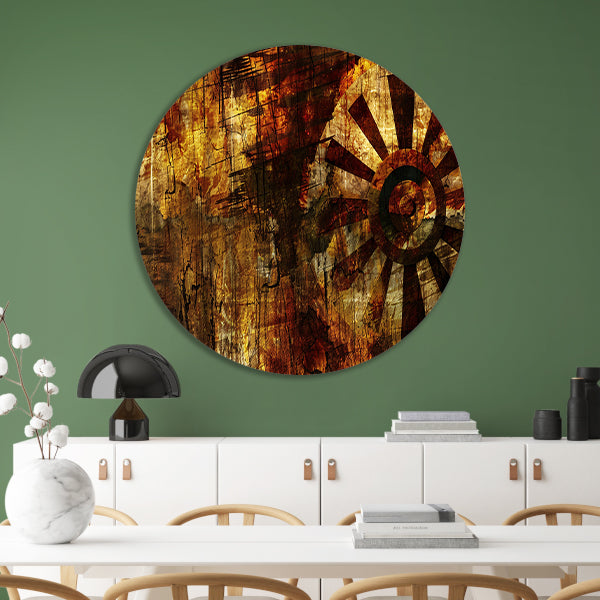 Abstract wiel met verweerde texturen forex muurcirkel