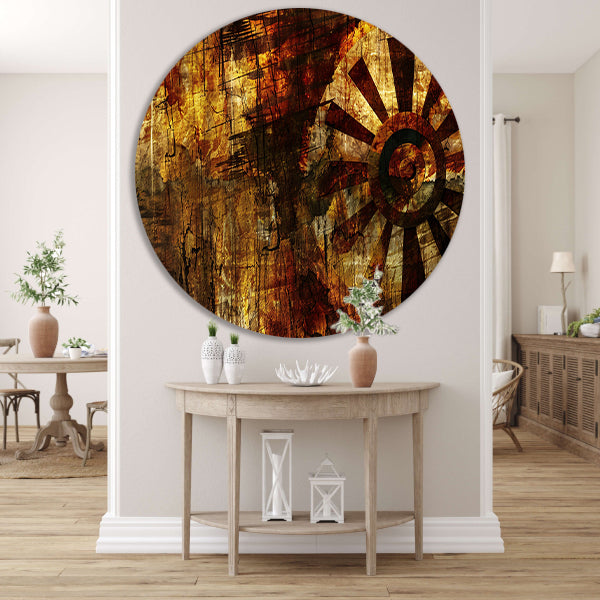 Abstract wiel met verweerde texturen forex muurcirkel