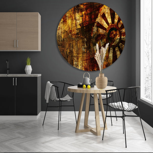 Abstract wiel met verweerde texturen forex muurcirkel