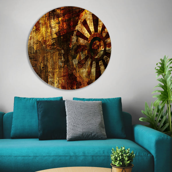 Abstract wiel met verweerde texturen forex muurcirkel
