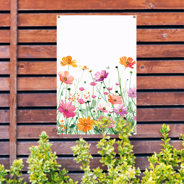 Kleurrijke bloemenzee in aquarel stijl tuinposter