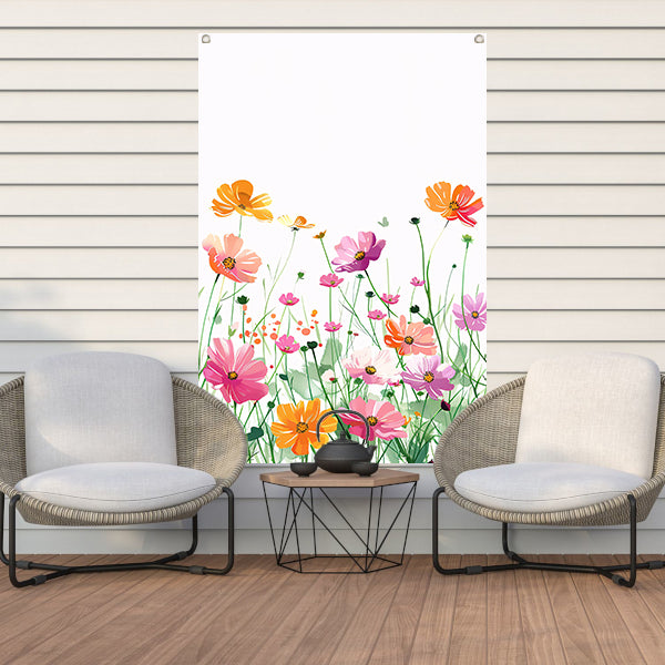 Kleurrijke bloemenzee in aquarel stijl tuinposter