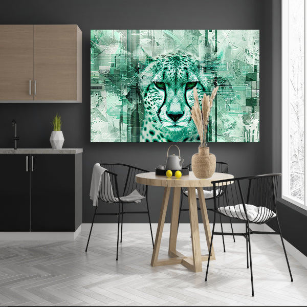 Digitale cheetah kunst met abstracte patronen poster