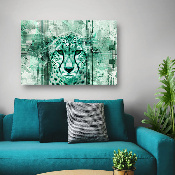 Digitale cheetah kunst met abstracte patronen poster