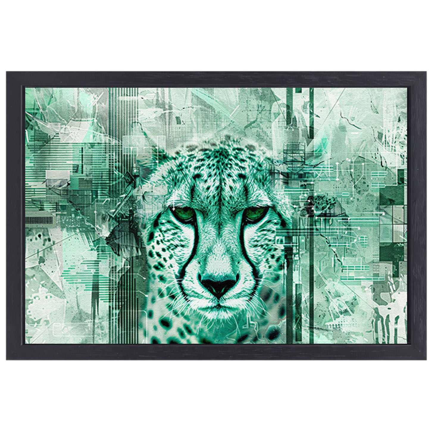Digitale cheetah kunst met abstracte patronen canvas met baklijst