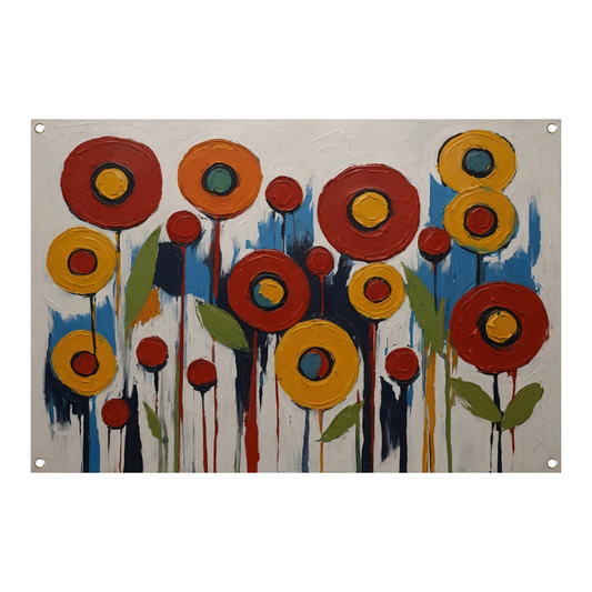 Abstracte Impressies van een Kleurrijk Bloemenveld tuinposter