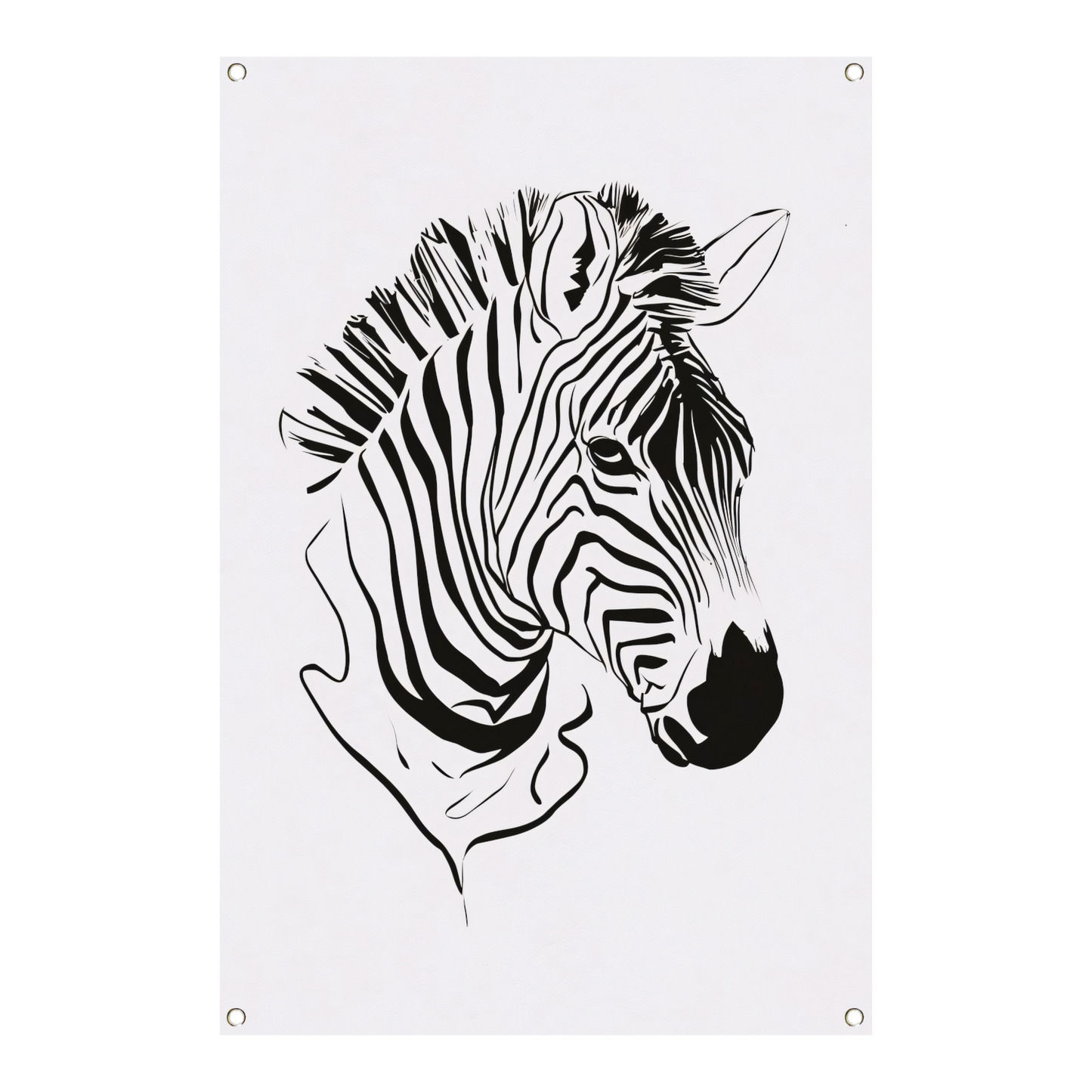 Abstracte zwart-witte zebra lijntekening tuinposter