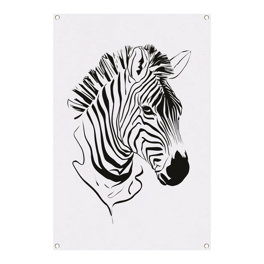 Abstracte zwart-witte zebra lijntekening tuinposter