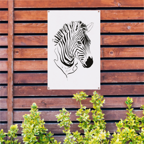 Abstracte zwart-witte zebra lijntekening tuinposter