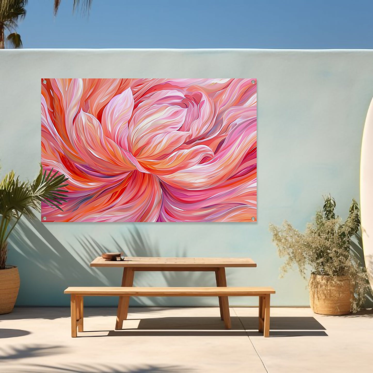 Surrealistische abstracte tulip in levendige kleuren tuinposter