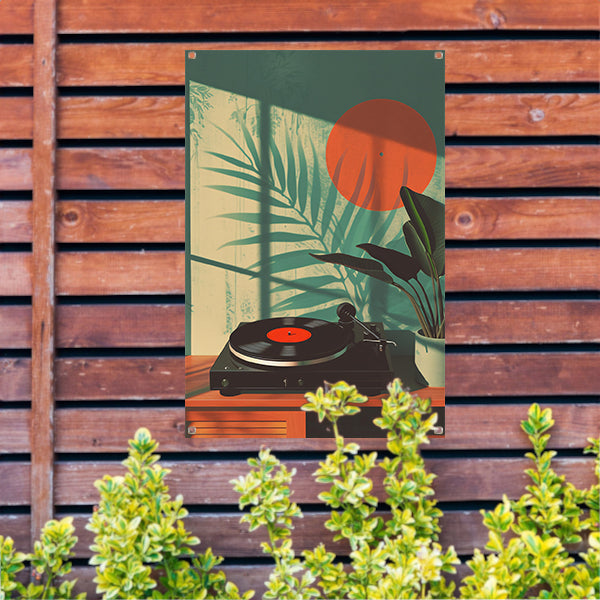 Vintage Platenspeler in Zonneschijn tuinposter