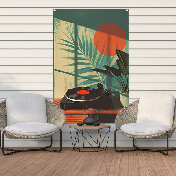 Vintage Platenspeler in Zonneschijn tuinposter