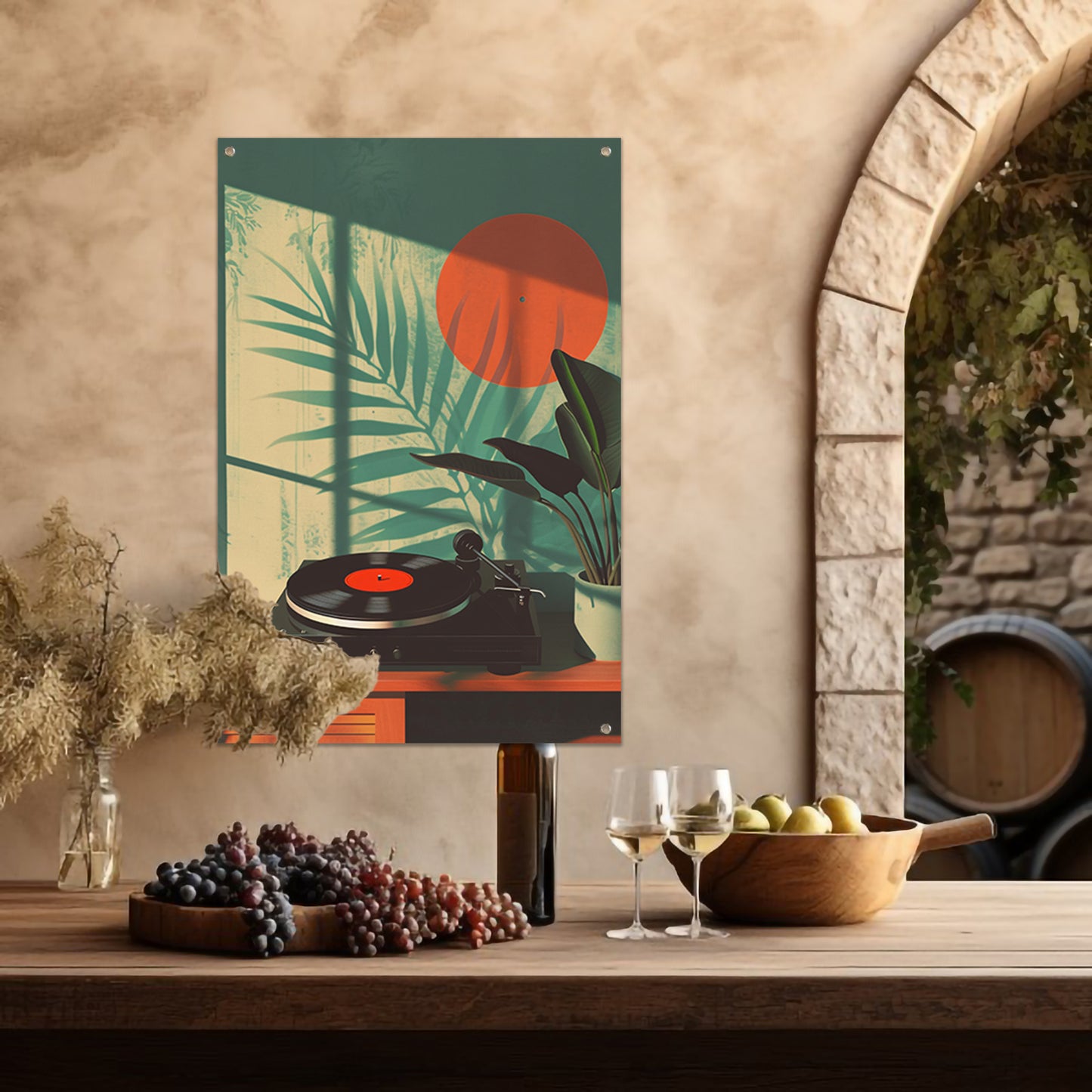 Vintage Platenspeler in Zonneschijn tuinposter
