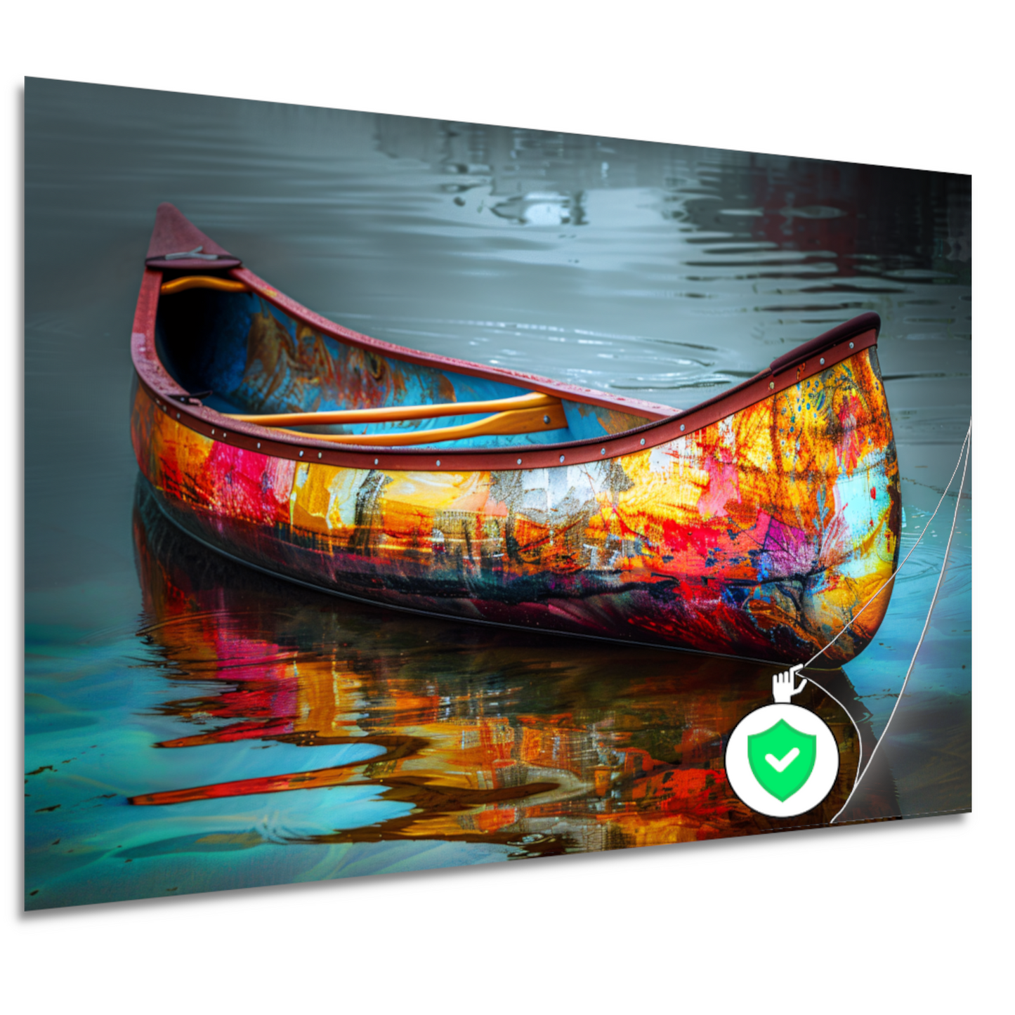 Impressionistisch waterlandschap met boot poster