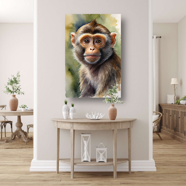 Jonge Aap in Aquarel Waterverf Stijl canvas