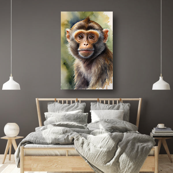 Jonge Aap in Aquarel Waterverf Stijl canvas
