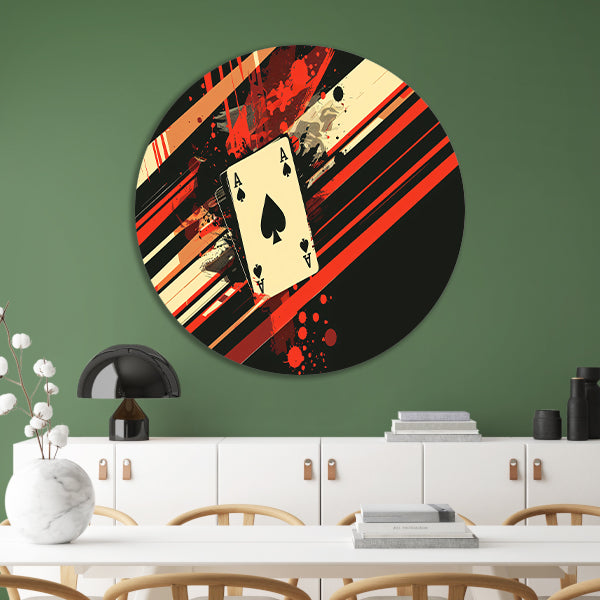 Abstracte speelkaart in kleurvolle omgeving forex muurcirkel