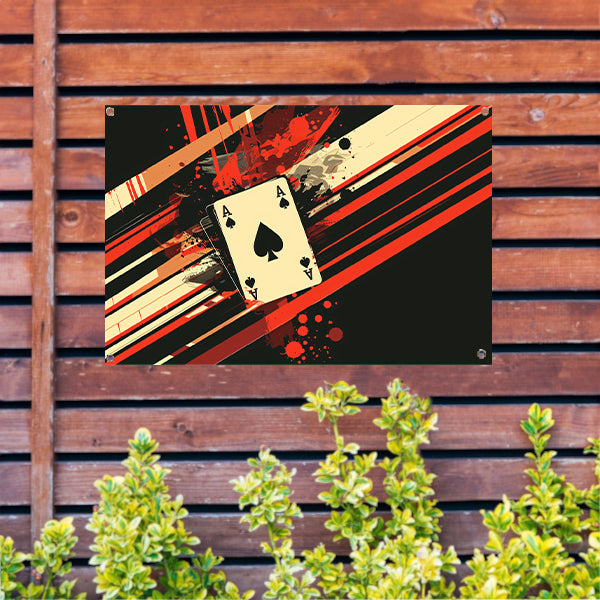Abstracte speelkaart in kleurvolle omgeving tuinposter