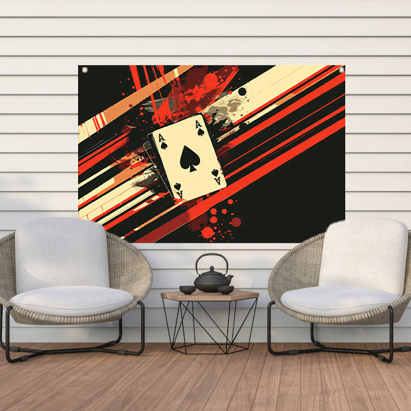 Abstracte speelkaart in kleurvolle omgeving tuinposter