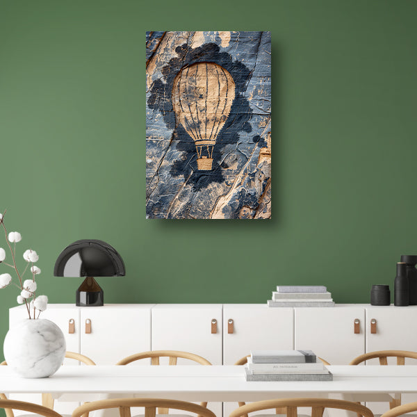 Monochrome luchtballon graffiti op verweerde muur canvas