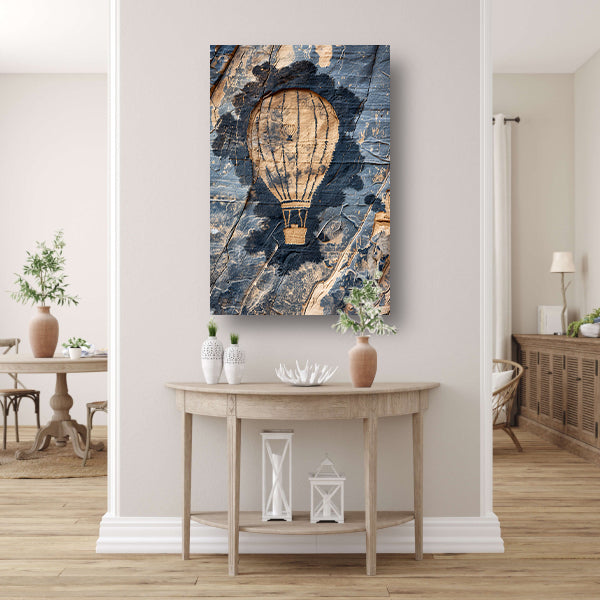 Monochrome luchtballon graffiti op verweerde muur canvas