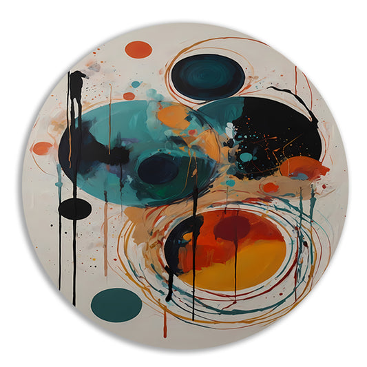 Abstracte Symfonie in Kleur en Vorm aluminium muurcirkel