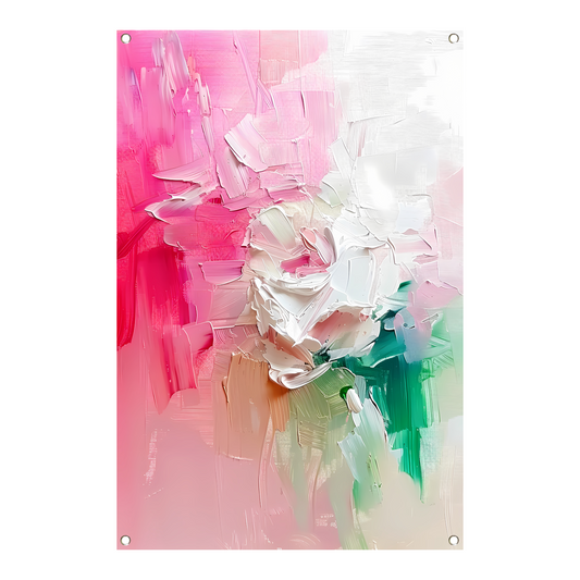 Kleurrijke abstracte bloemen schilderij tuinposter