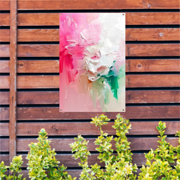 Kleurrijke abstracte bloemen schilderij tuinposter