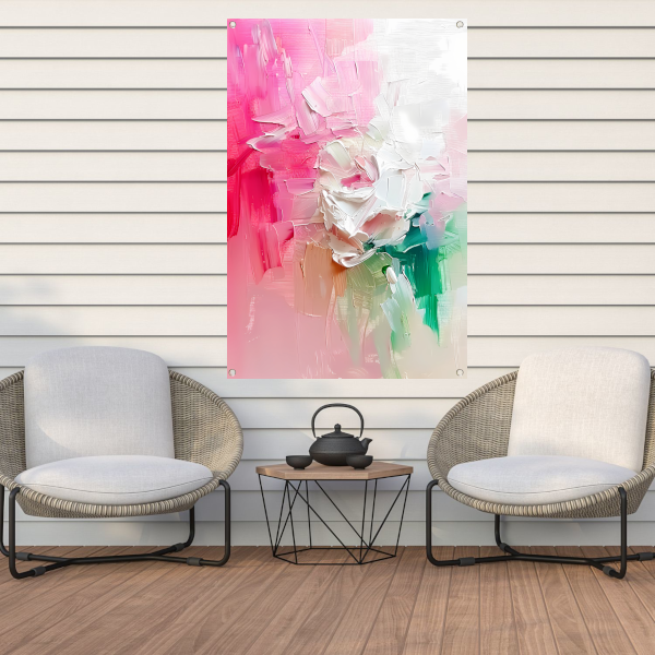 Kleurrijke abstracte bloemen schilderij tuinposter