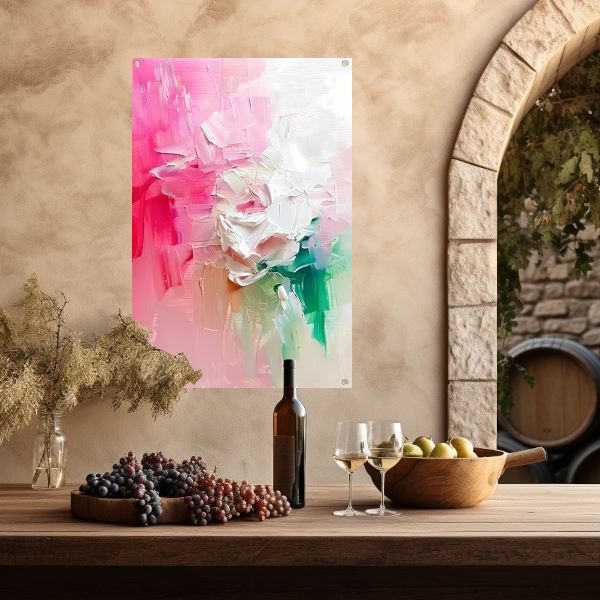 Kleurrijke abstracte bloemen schilderij tuinposter