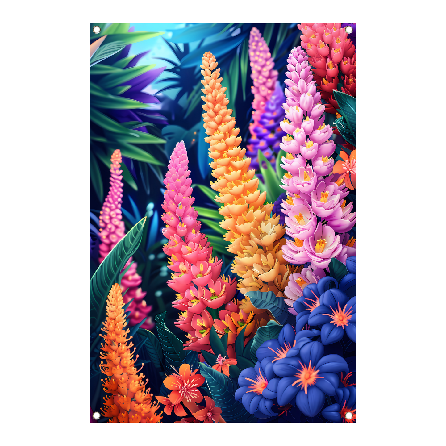 Levendige Art Nouveau bloemenpracht in kleur tuinposter