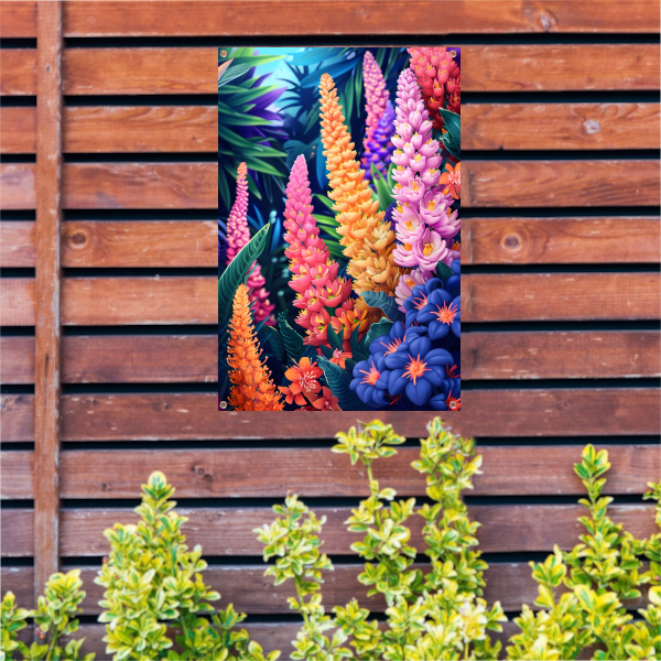 Levendige Art Nouveau bloemenpracht in kleur tuinposter