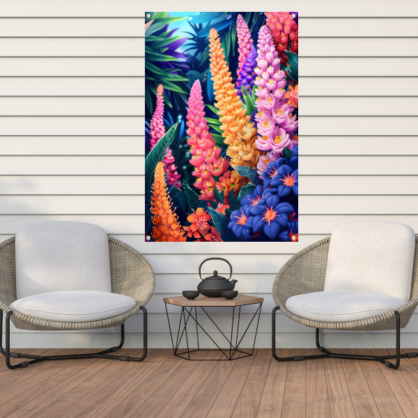 Levendige Art Nouveau bloemenpracht in kleur tuinposter