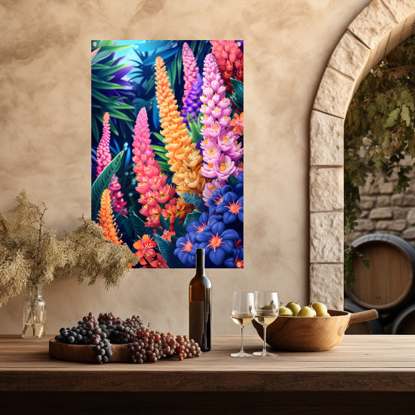 Levendige Art Nouveau bloemenpracht in kleur tuinposter