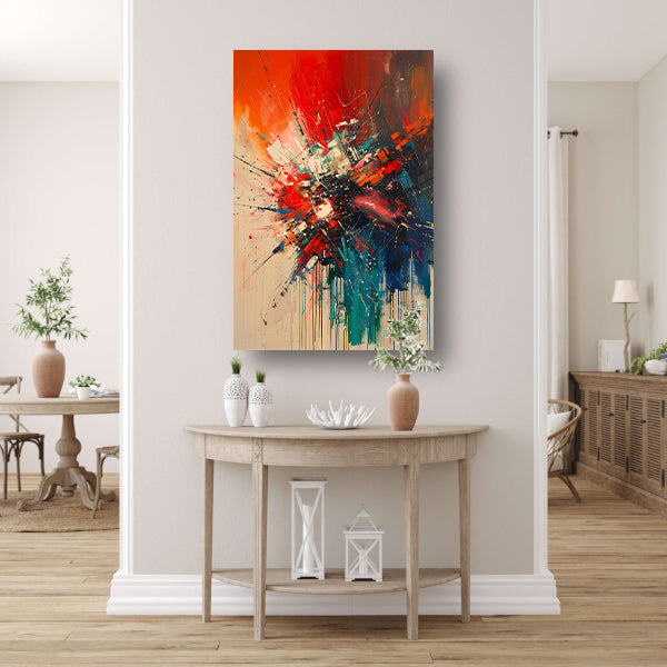 Abstract met Krachtige Kleuren en Energieke Lijnen canvas