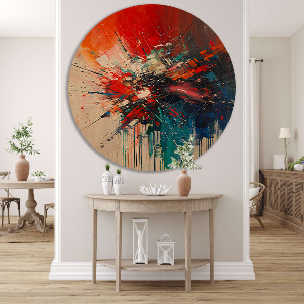 Abstract met Krachtige Kleuren en Energieke Lijnen forex muurcirkel
