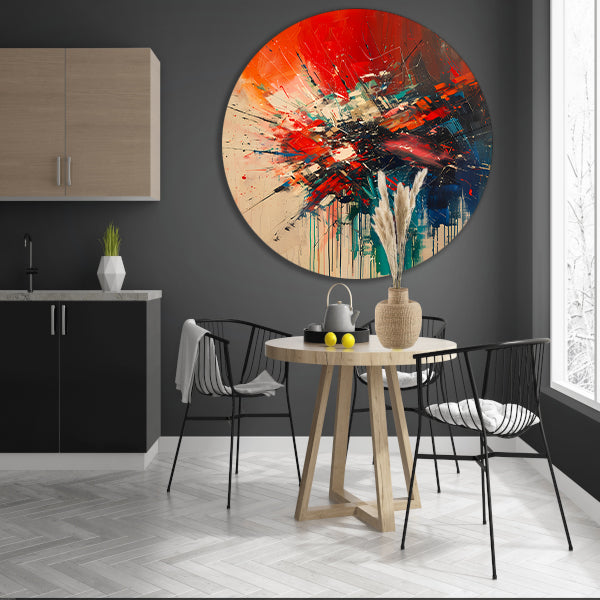 Abstract met Krachtige Kleuren en Energieke Lijnen forex muurcirkel