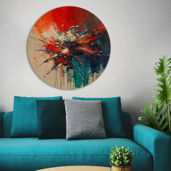 Abstract met Krachtige Kleuren en Energieke Lijnen forex muurcirkel