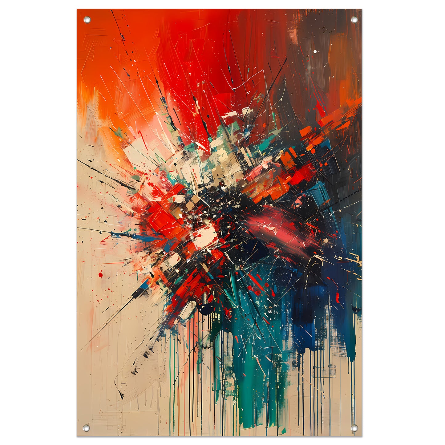 Abstract met Krachtige Kleuren en Energieke Lijnen tuinposter