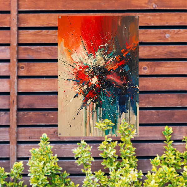Abstract met Krachtige Kleuren en Energieke Lijnen tuinposter