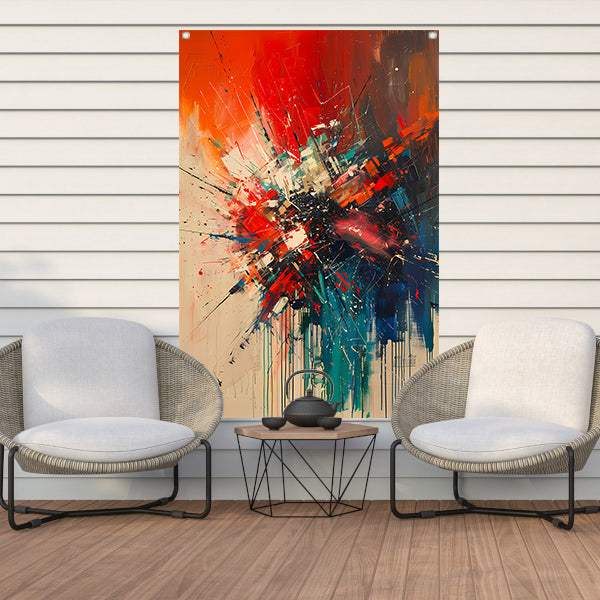 Abstract met Krachtige Kleuren en Energieke Lijnen tuinposter