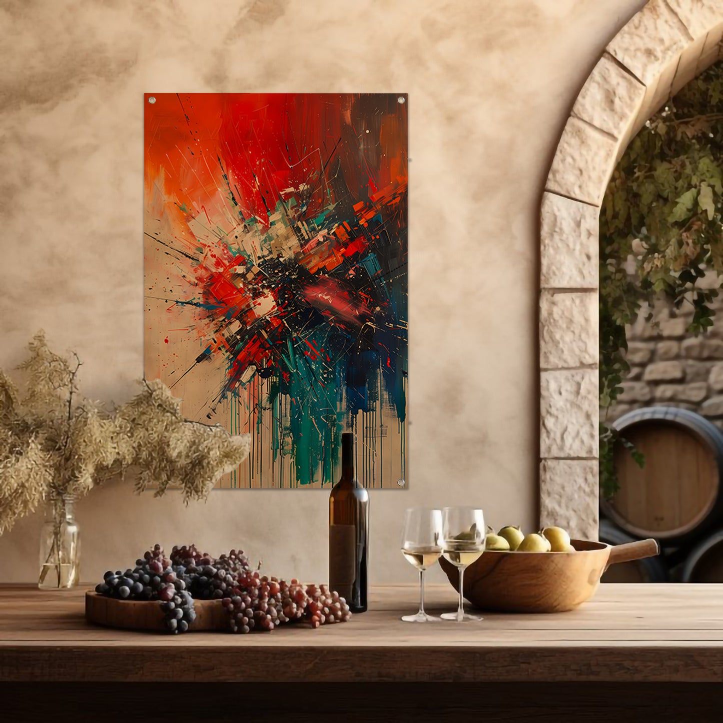 Abstract met Krachtige Kleuren en Energieke Lijnen tuinposter