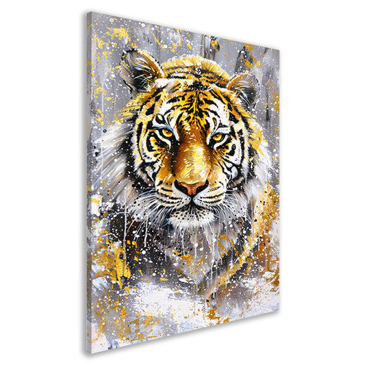 Surrealistische tijger met dynamische kleuren canvas