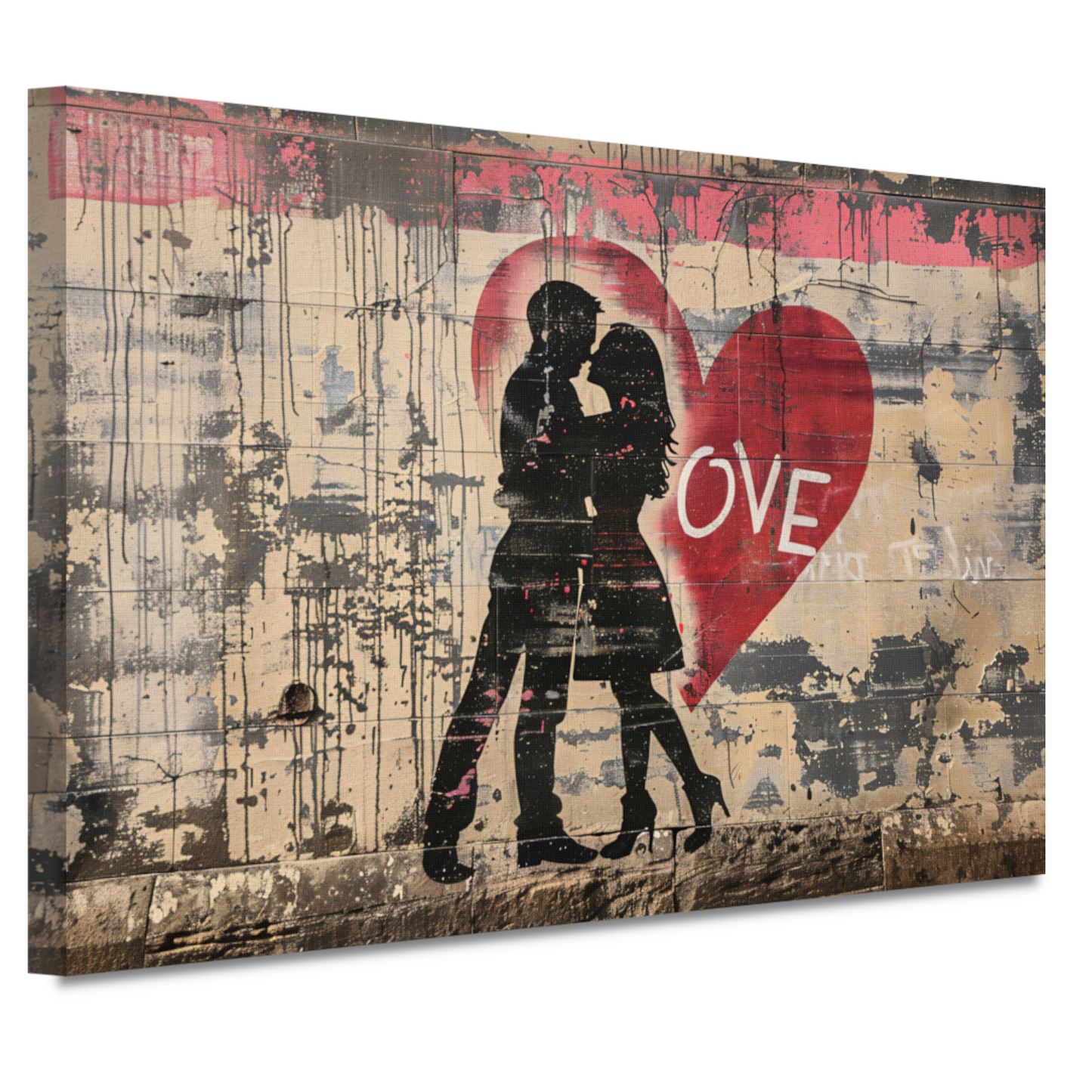 Romantische Straatkunst met Hart en Liefde canvas