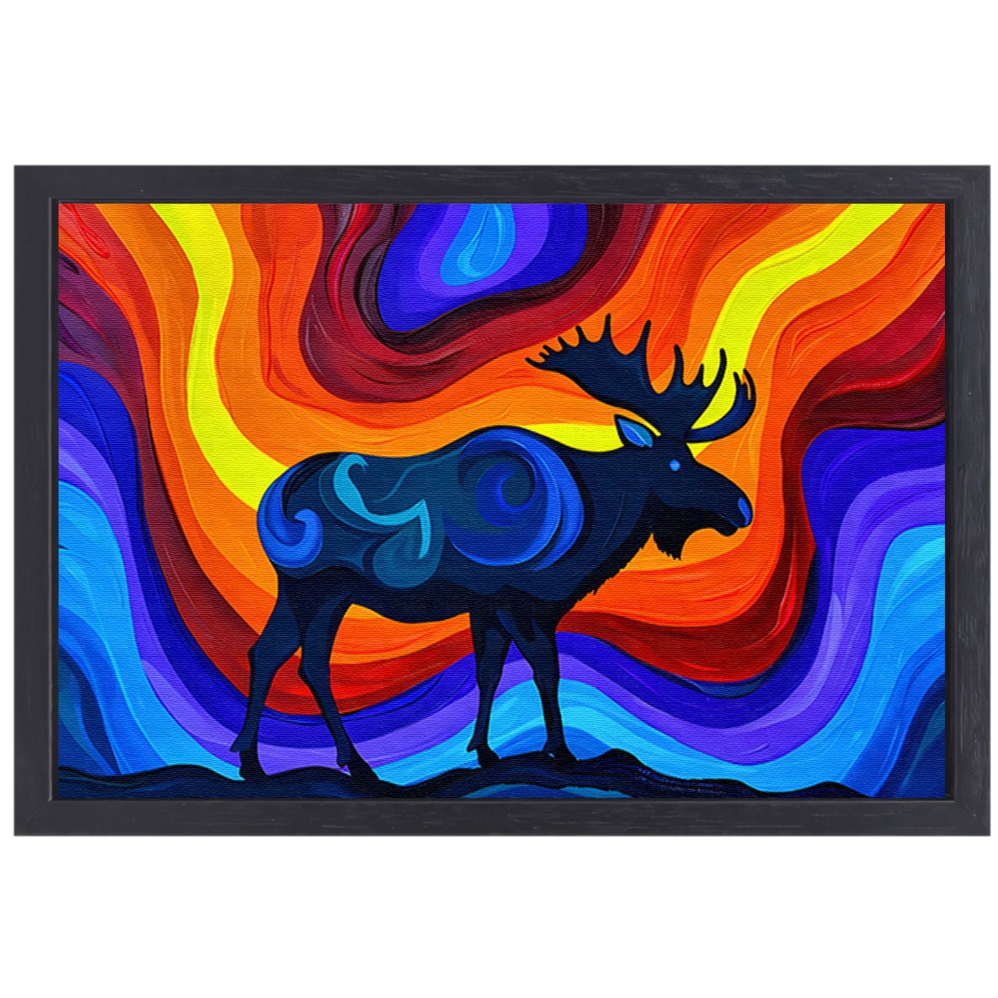 Kleurrijke abstracte eland met levendige achtergrond canvas met baklijst