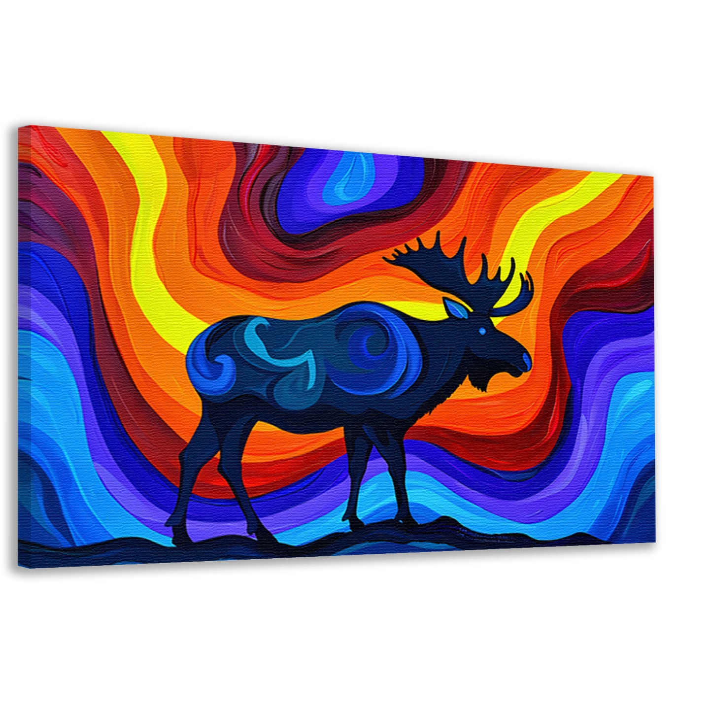 Kleurrijke abstracte eland met levendige achtergrond canvas