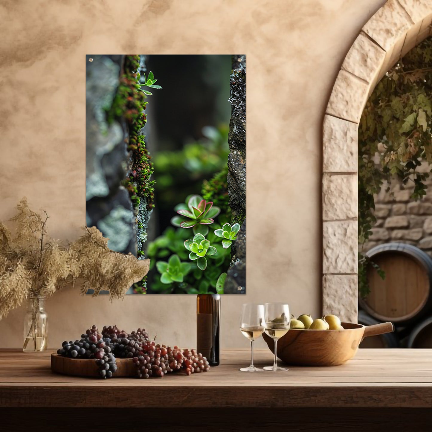Close-up Groene Planten Tussen Stenen tuinposter