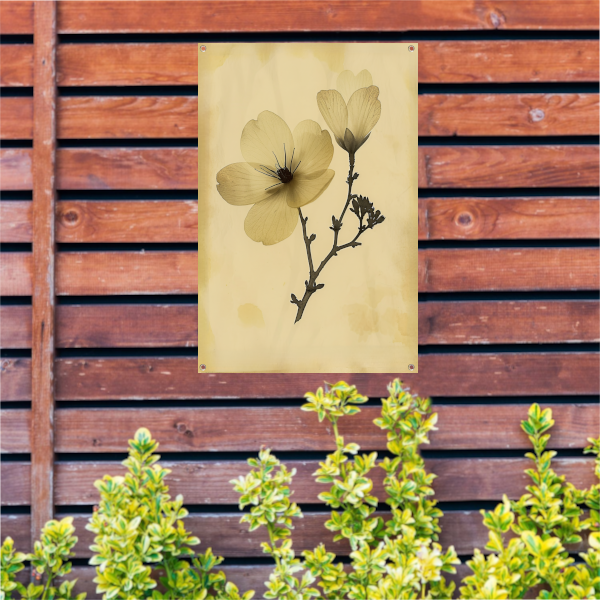 Elegante Bloemen in Sepia op Crème Achtergrond tuinposter