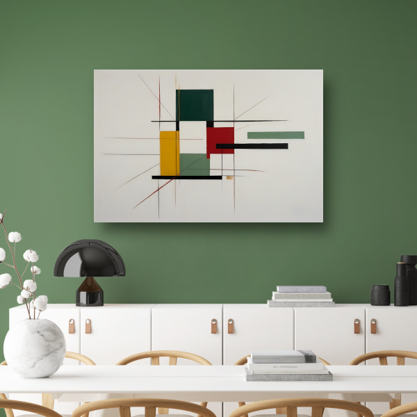 Abstracte primaire kleuren en strakke lijnen canvas